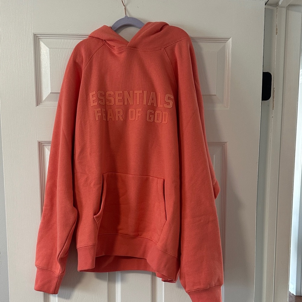 Fear of God ESSENTIALS Coral/Salmon Pullover Hoodie